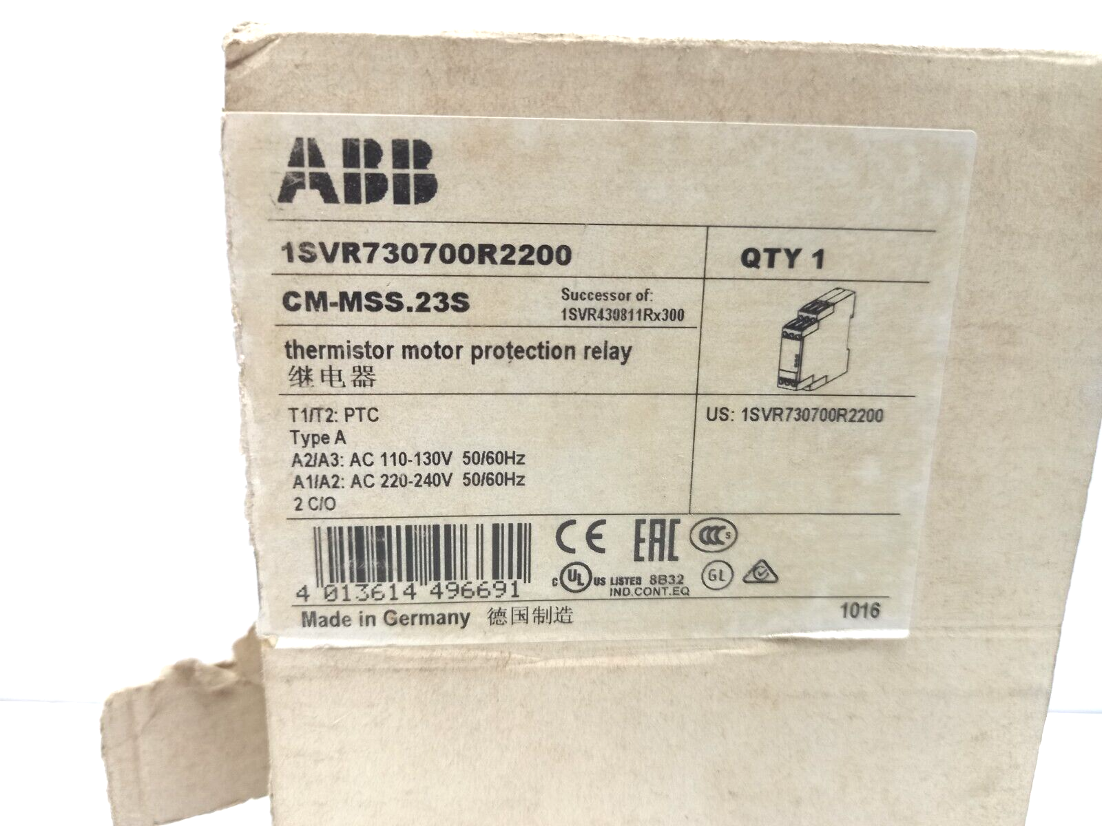 ABB CM-MSS.23S Thermistor Motor Protection Relay 1SVR730700R1100