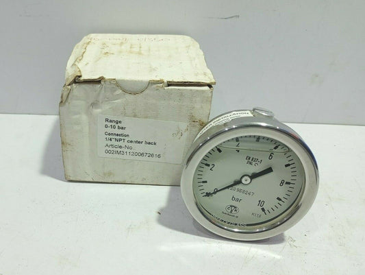 Teck Skotselv IM-316-304-G-20-063-¼” NPT 0-10 Manometer 63MM 0-10Bar ¼“ NPT