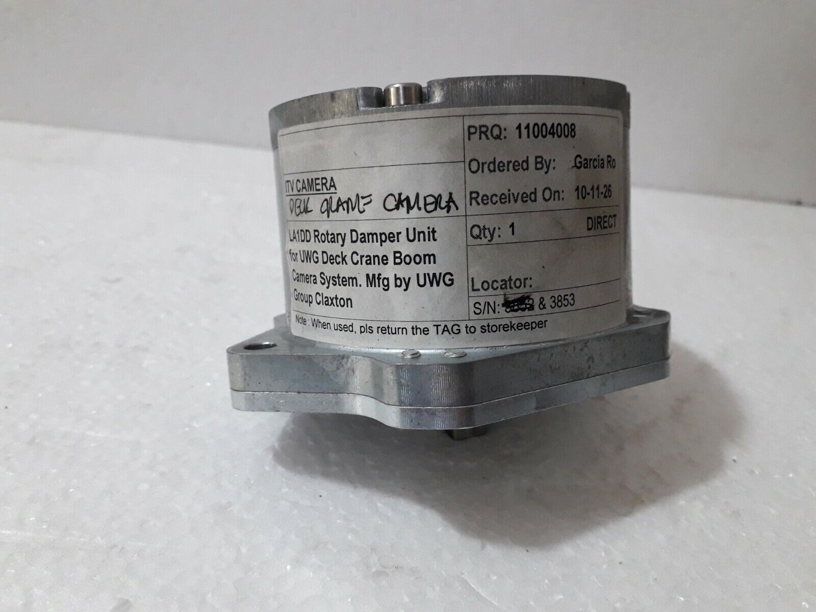 UWC CLAXTRON ITV DECK CRANE BOOM CAMERA SYSTEM LA1DD ROTARY DAMPER UNIT 