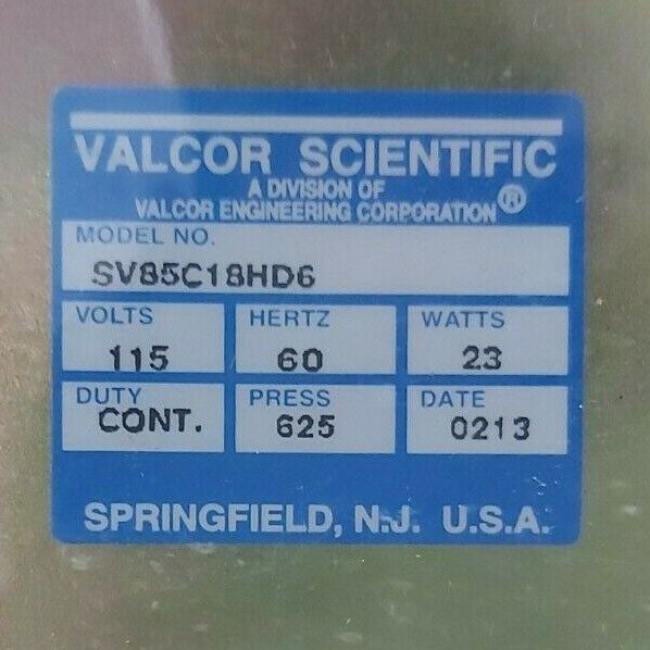 VALCOR SCIENTIFIC SV85C1SHD6 3 WAY SOLENOID VALVE 1"
