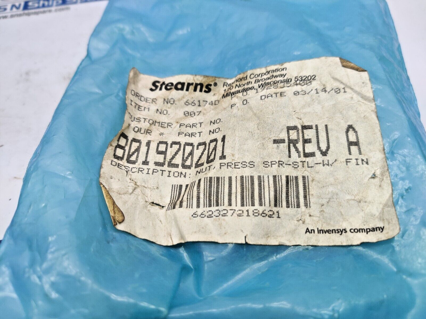 Stearns 801920201 Nut Press SPR-STL-W Rev.A