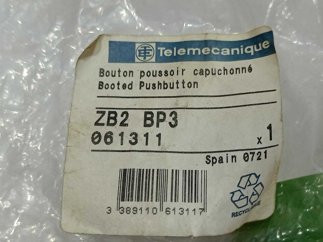 Telemecanique ZB2 BP3 Booted Pushbutton