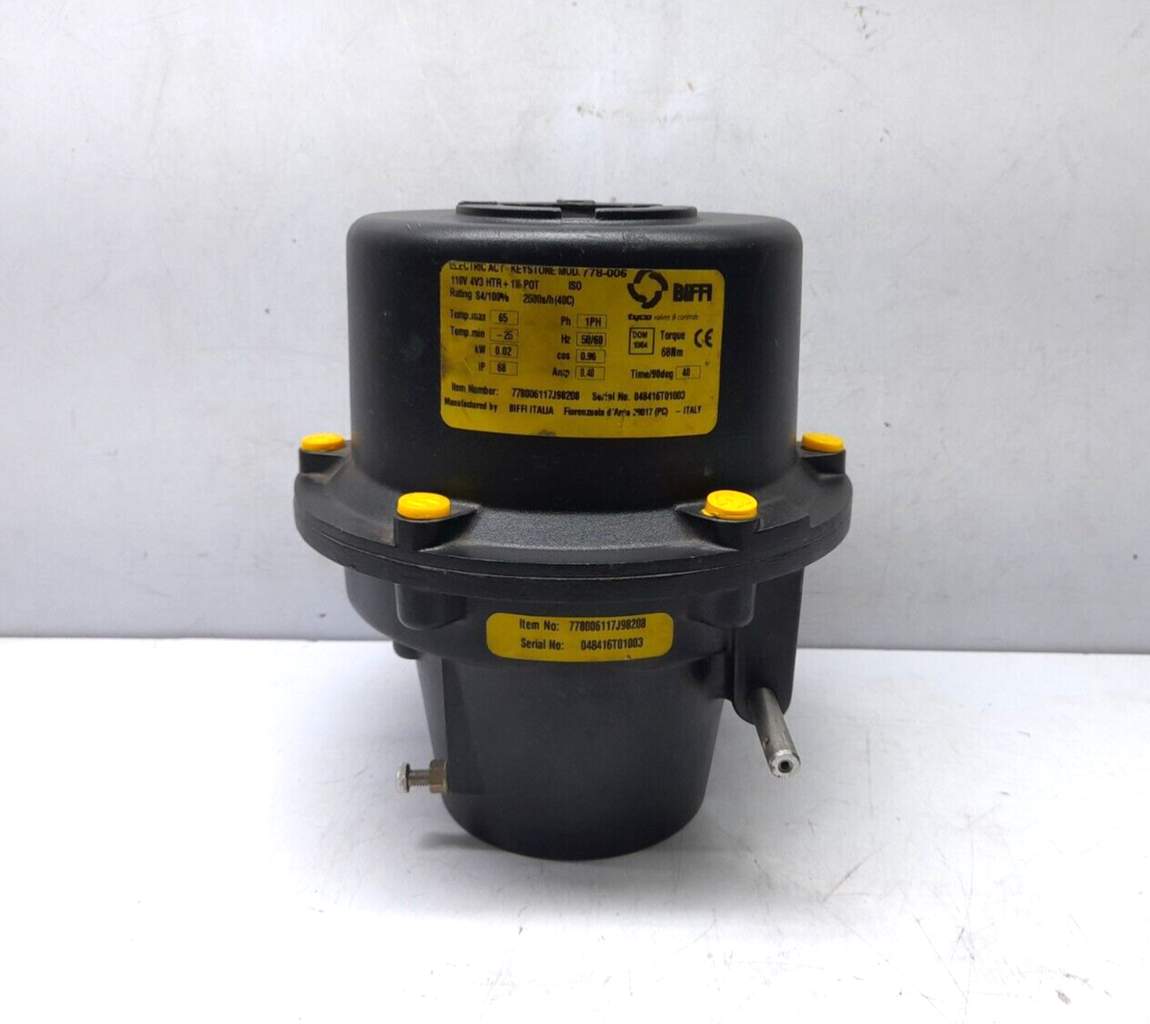 Tyco Valves & Controls Keystone 778-006 Electric Actuator Biffi 778006117J98208