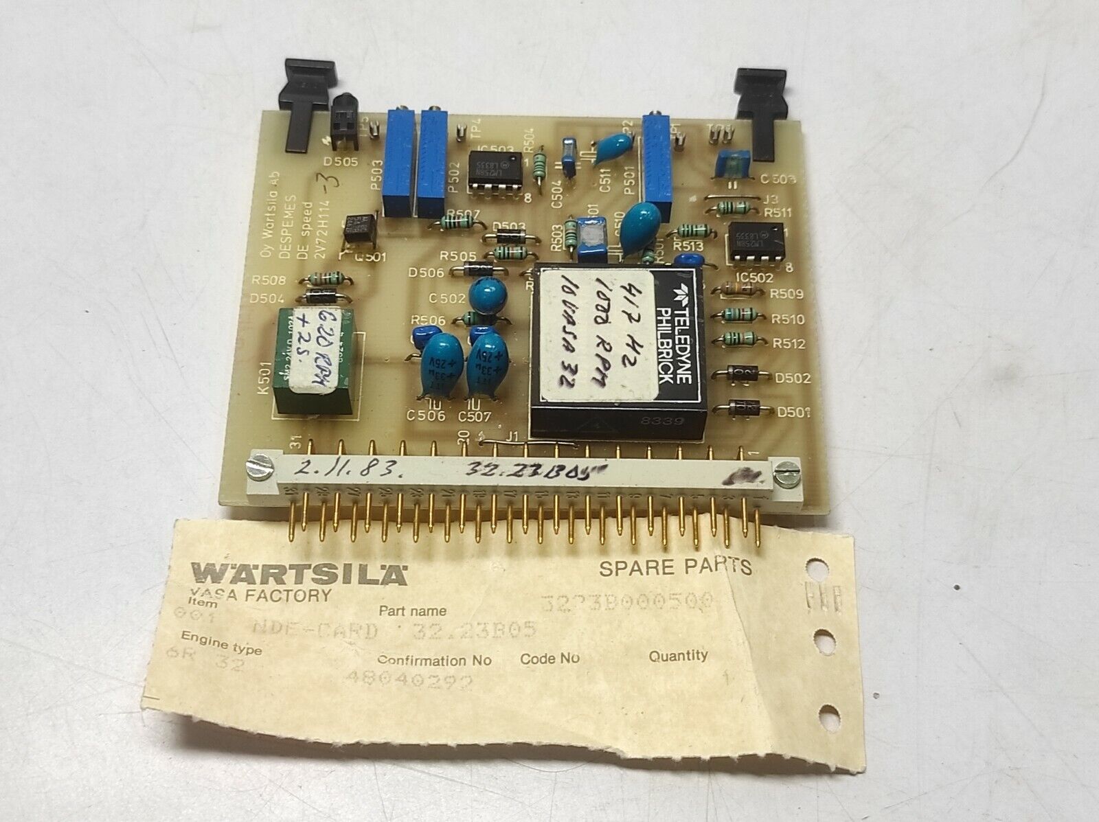 Wartsila 3223B000500 PCB NDE-Card 32.23B05 DESPEMES DE Speed 2V72H114-3 AUPA317