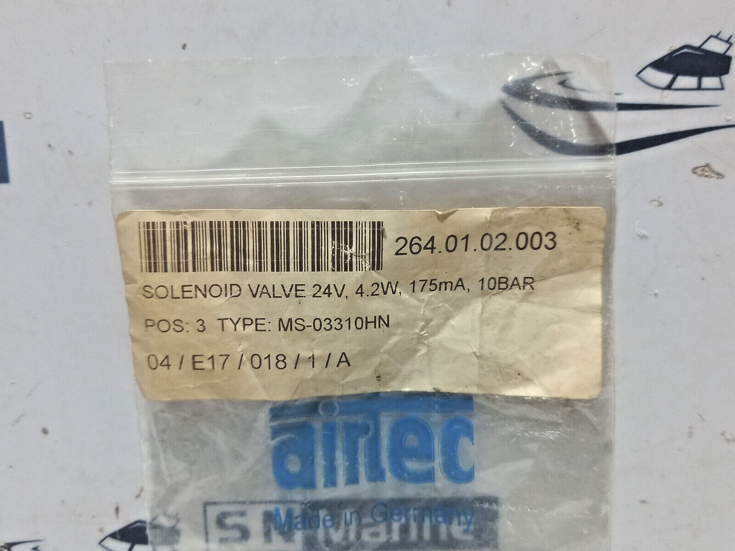 Airtec SP 011 Solenoid Valve Coil With MS-03-310-HN 24V, 4.2W 175mA 10Bar