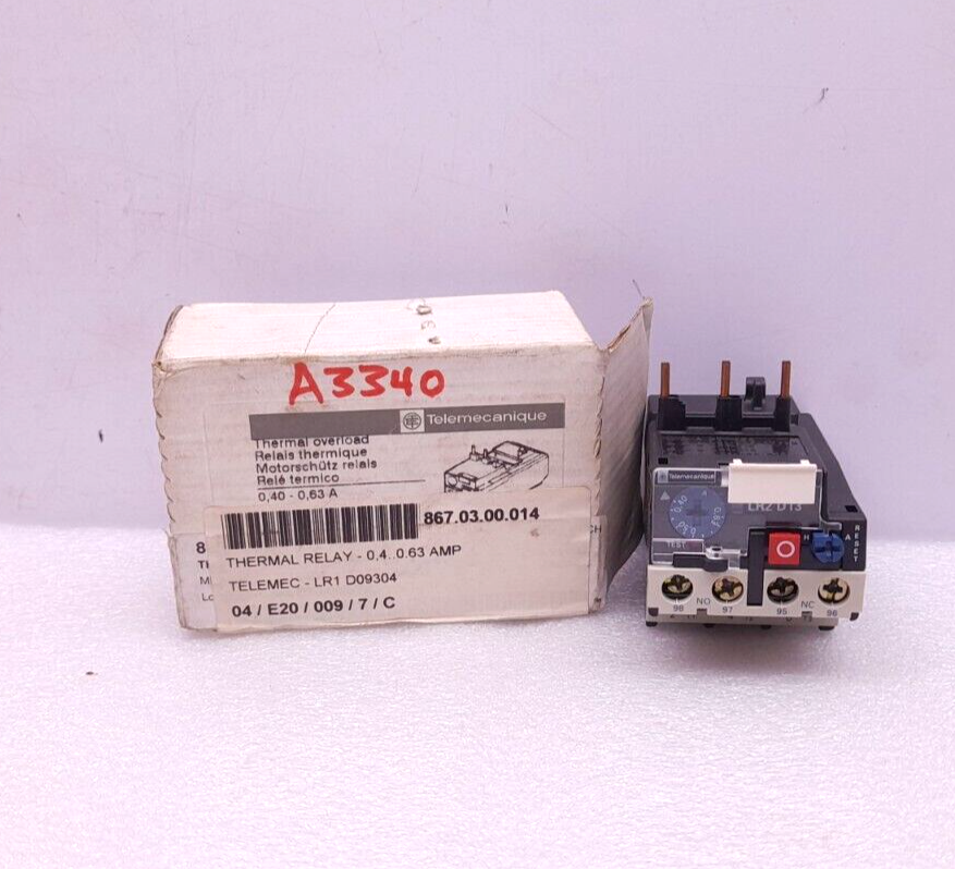 Telemecanique LR2 D1304 Thermal Overload Relay 0.40-0.63A LR2 D13 Ui 750V