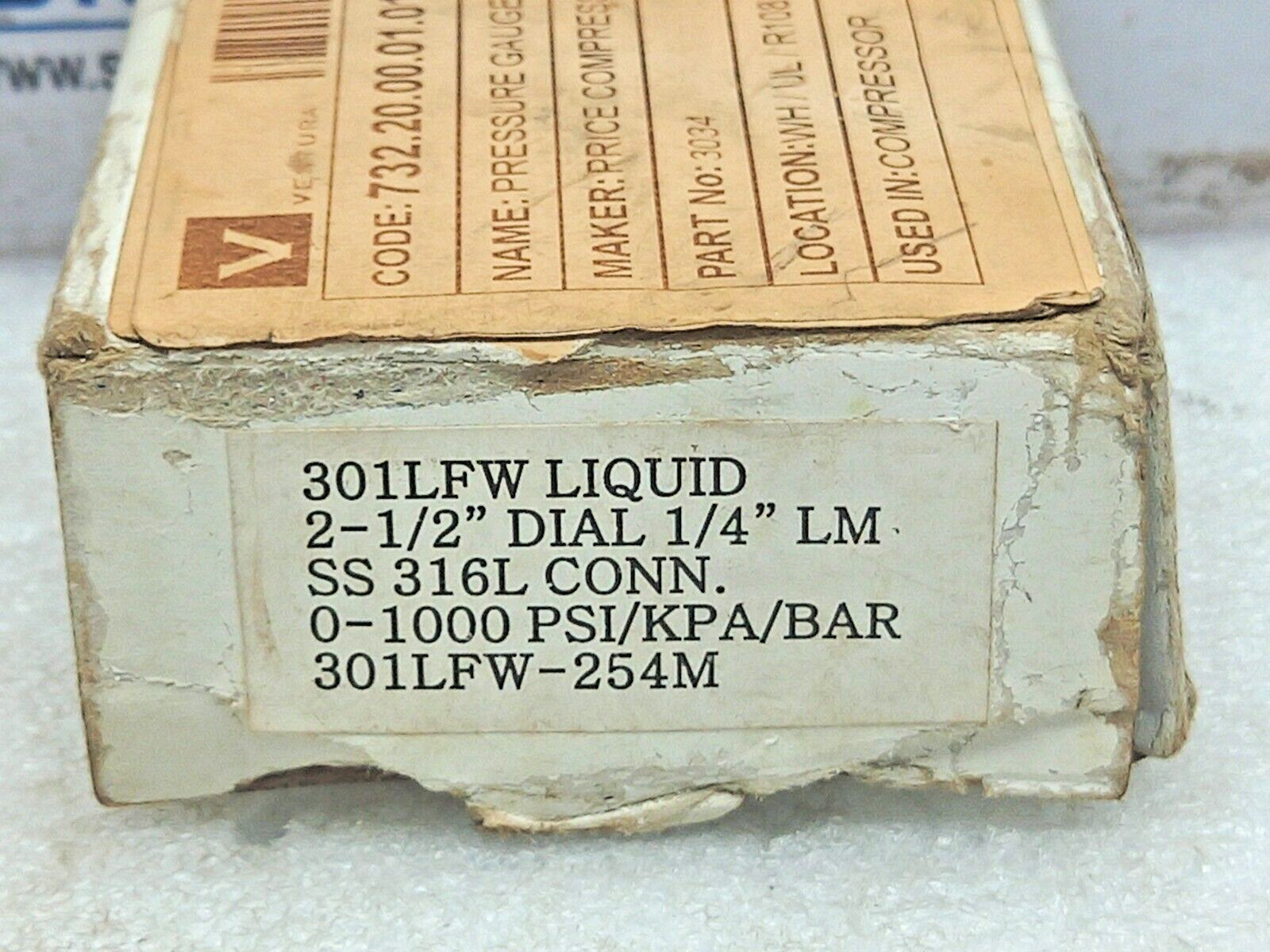 310LFW-254M Liquid Filled Pressure Gauge 0-1000Psi/Kpa/Bar 301LFW