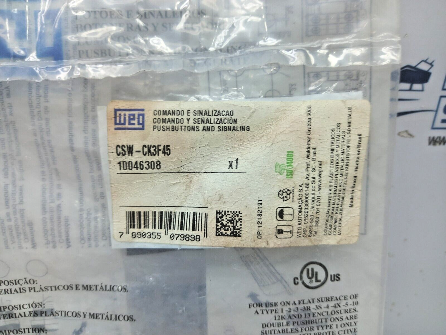 WEG CK3F45 Three Position Selector Switch CSW-CK3F45