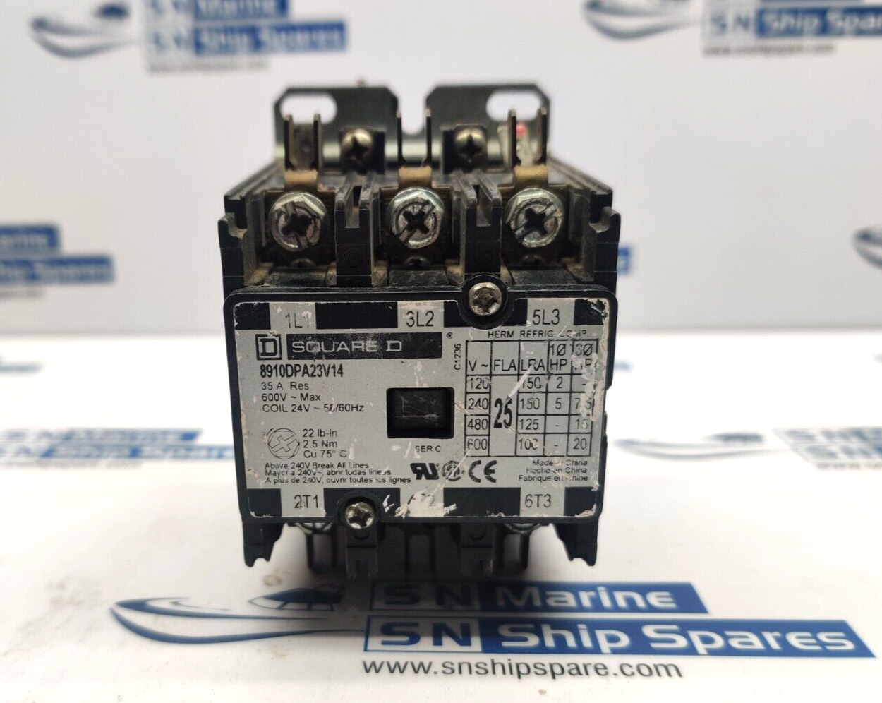 Square D 8910DPA23V14 Contactor 35A 600V Max Coil 24V 50/60Hz