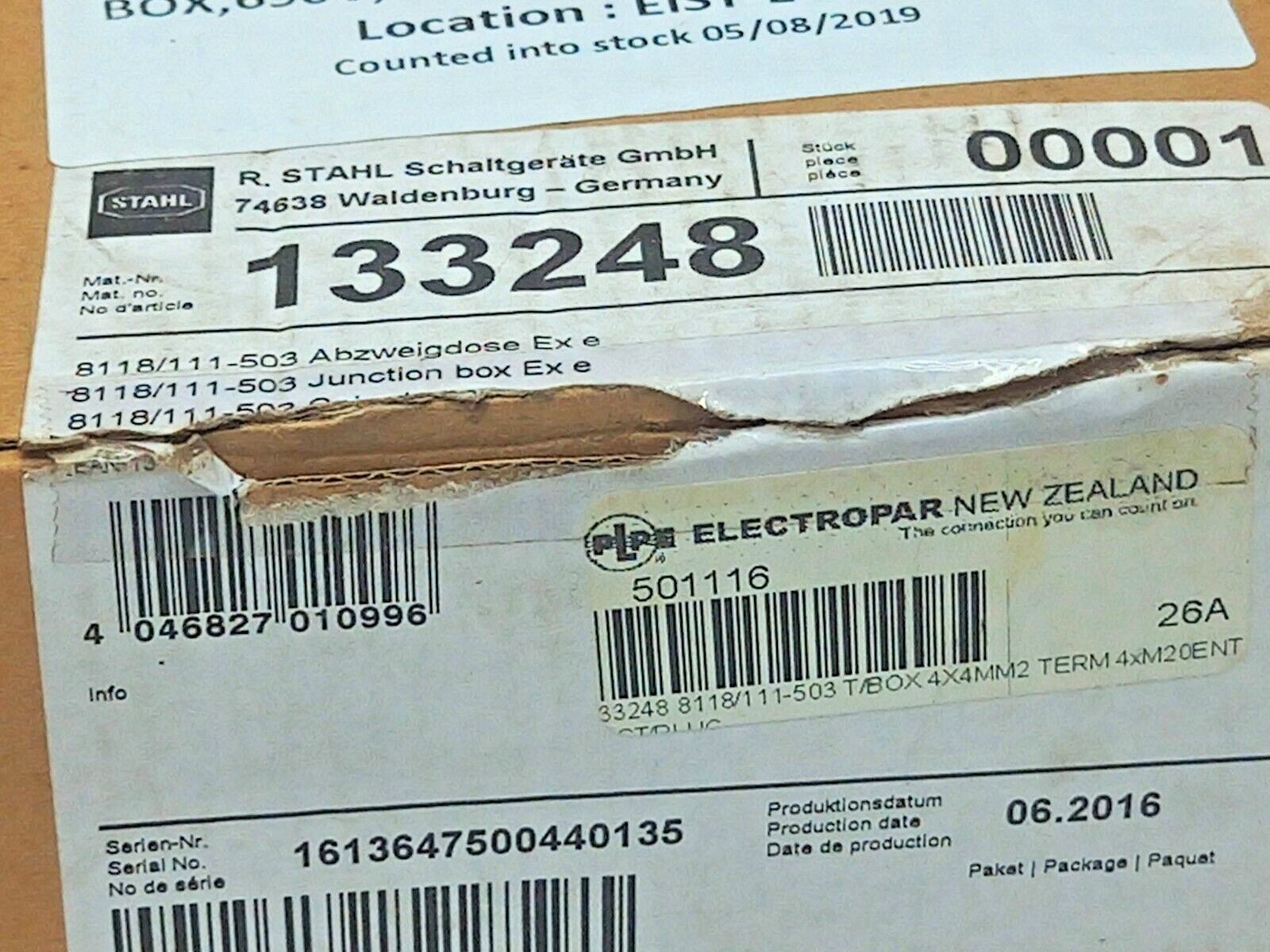 Stahl 8118/111-503 Junction Box 690V,4MM2 Electropar 501116