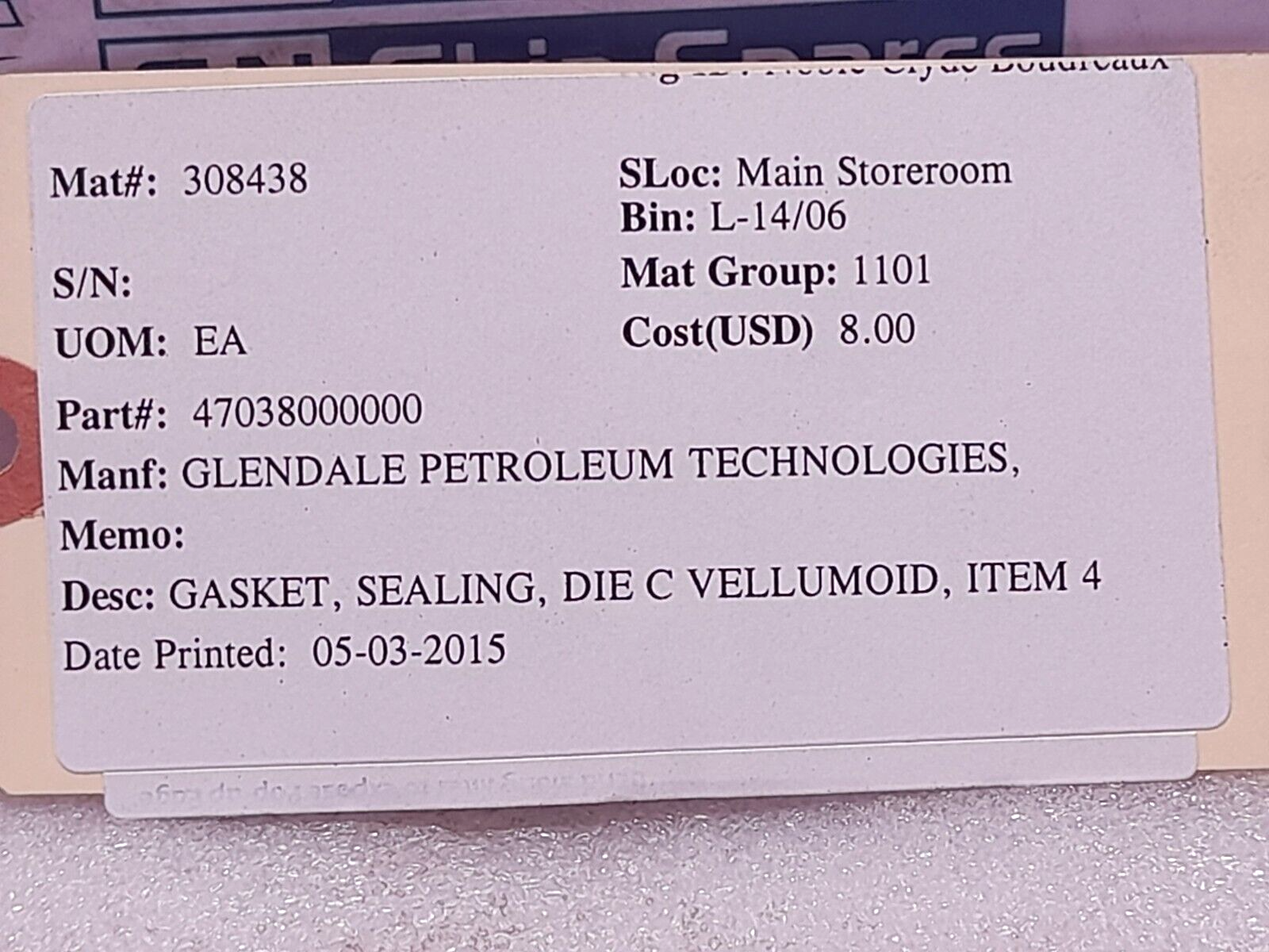 Timken 470380 Gasket Sealing Die C Vellumoid Item 4 / 4-pcs lot sale