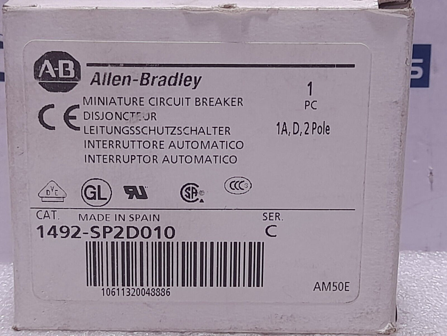 Allen Bradley 1492-SP2D010 Miniature Circuit Breaker 1492SP2D010
