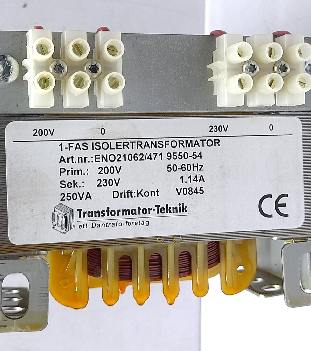 Wascomat 471-955054 Transformer 432 2502-01 Pri 200V 50-60Hz Sec 230V 1.14A