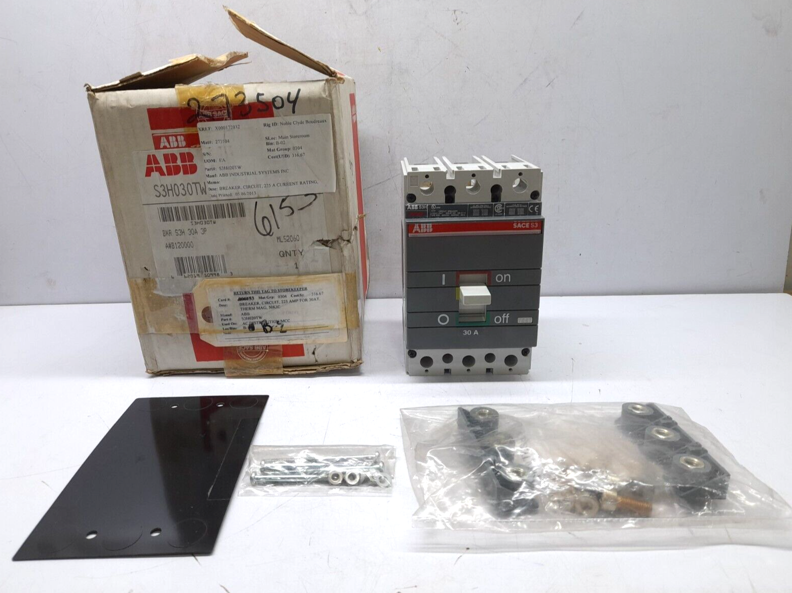 ABB SACE S3 S3H030TH Circuit Breaker S3H 30A BKR S3H 30A 3P