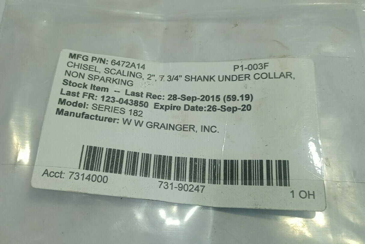 ALBR CS 25 ST AMPC0 Chisel Scaling 2” 7.¾“ Shank Under Collar NonSparking CS25ST