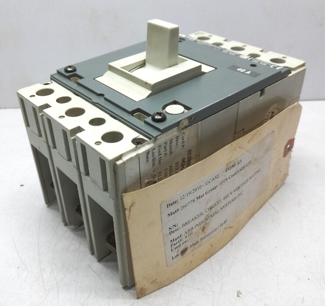 ABB S3H Circuit Breaker 40A 600VAC 600VDC 3 Pole