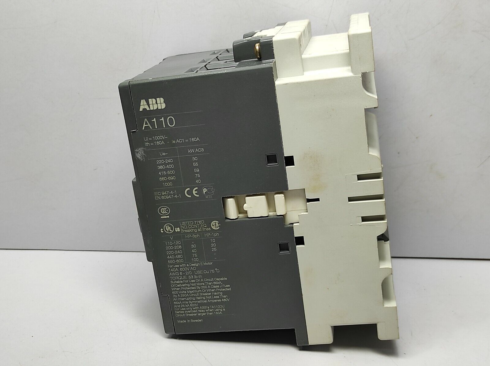 ABB 1SFL451001R8911 A110-30-11 Contactor 110-115V 50Hz 115-127V 60Hz ABB A110-30