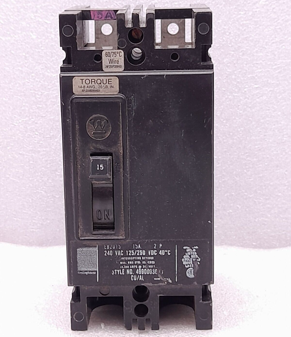 Westinghouse EB2015 15A 2P Circuit Breaker