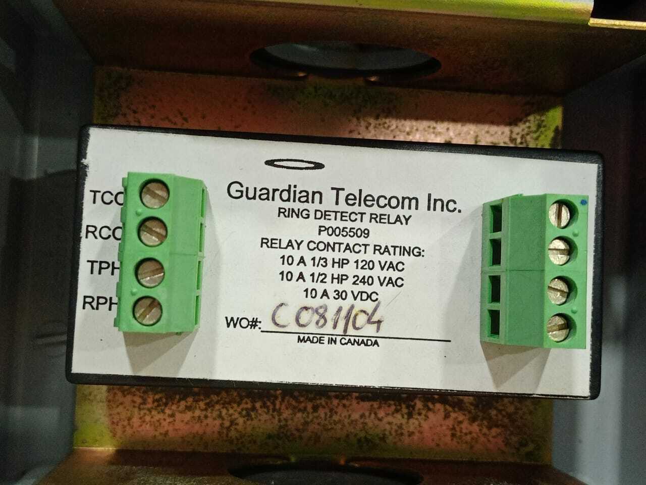 Guardian Telecom P005509 Ring Detect Relay With Scepter FSC-2-20 Gang Box 