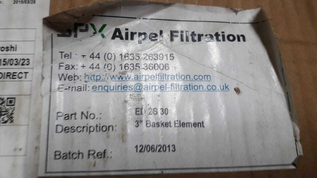 SPX Airpel Filtration ED 2S 30 3” Basket Element ED2S30
