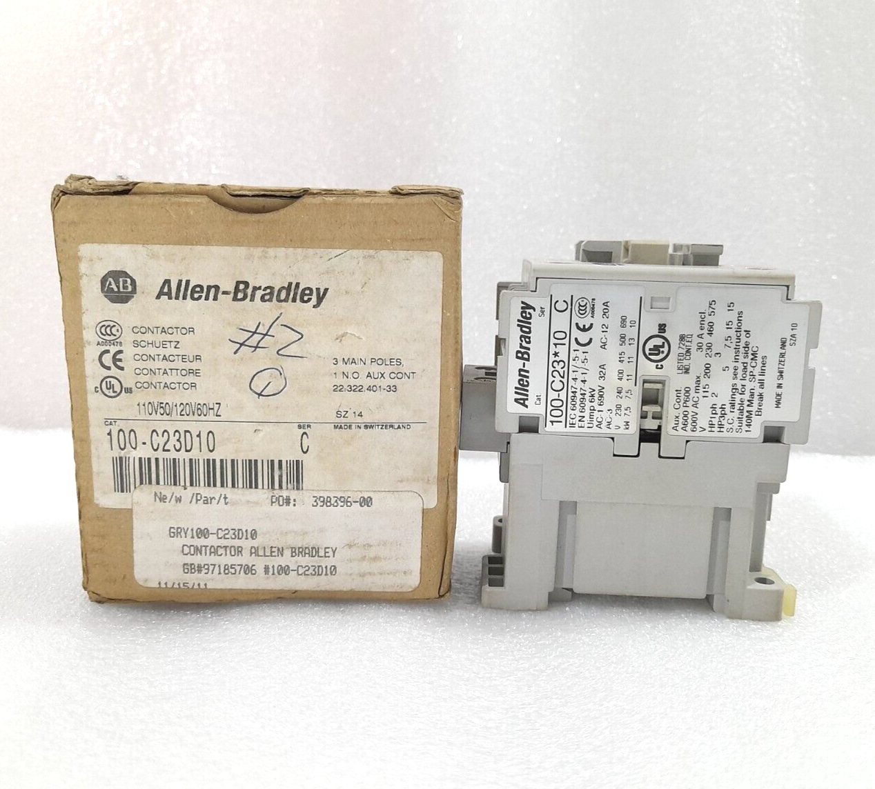 Allen Bradley 100-C23D10 Ser C Contactor 110V50Hz 120V60Hz C23