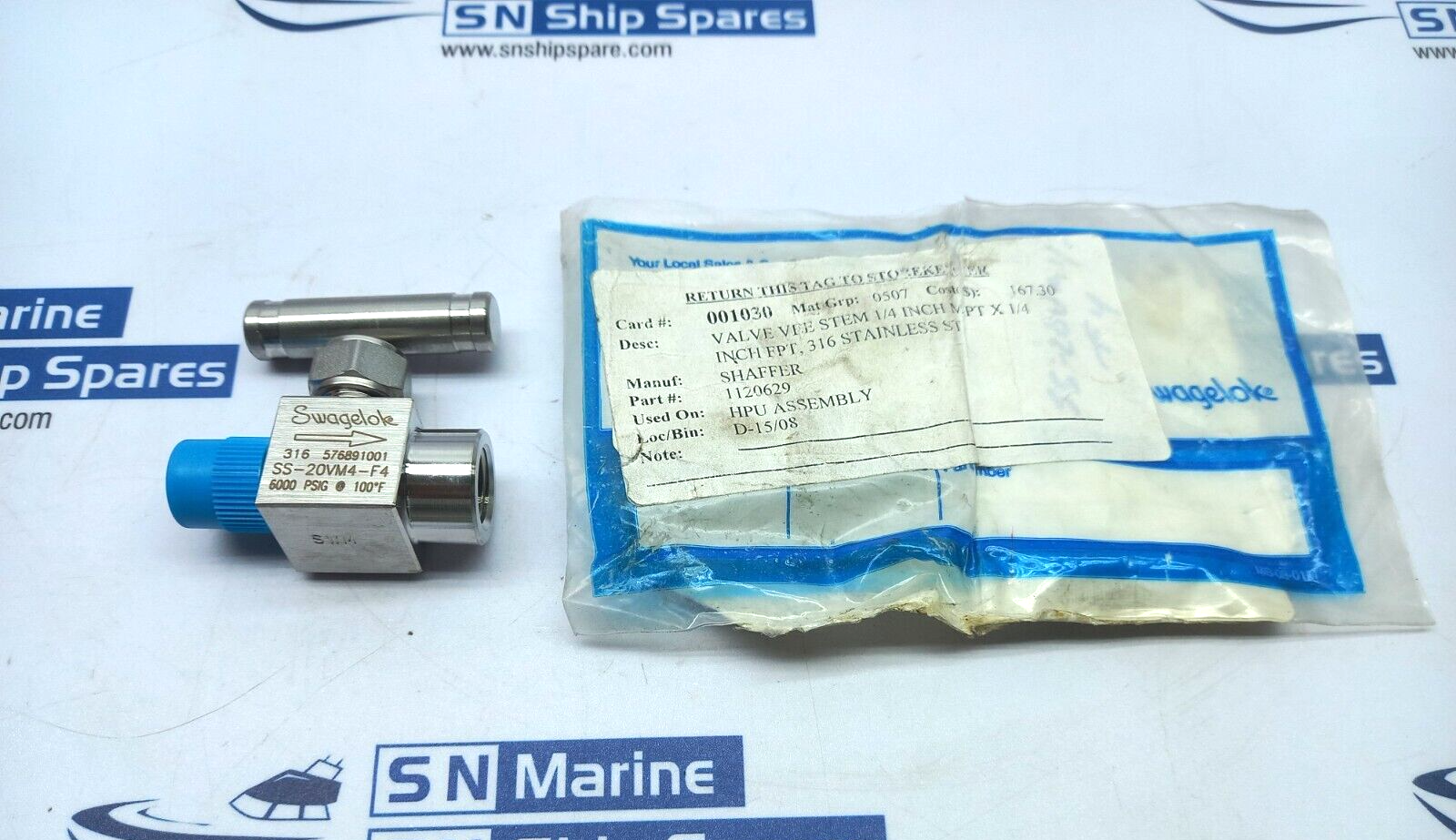 Swagelok SS-20VM4-F4 Integral Bonnet Needle Valve 6000Psig 100F Nov 1120629