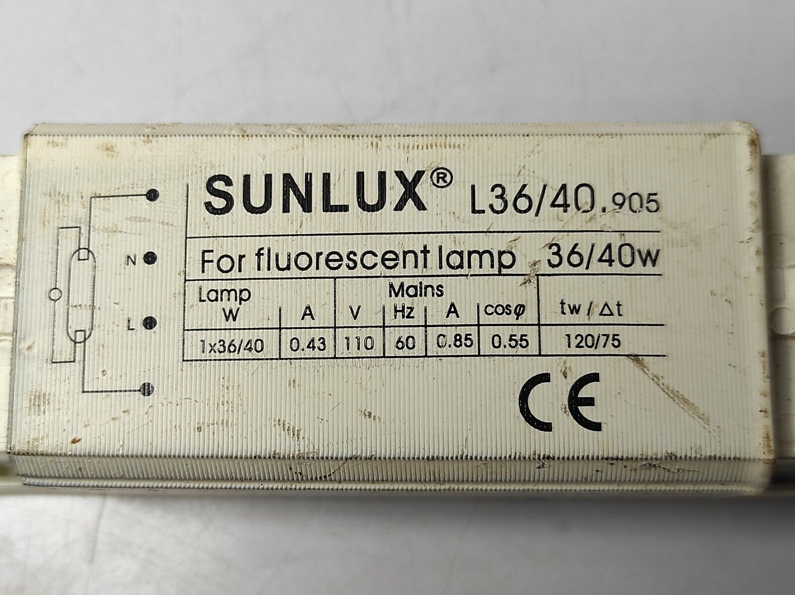 Sunlux L36/40.905 Ballast For Fluorescent Lamp 36/40W 