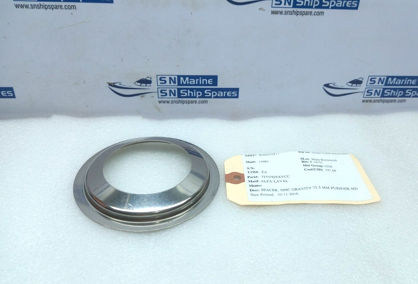 Alfa-Laval 73707 Disc Gravity Spacer 73.5MM 73707DXXVCC 3PCs In Lot