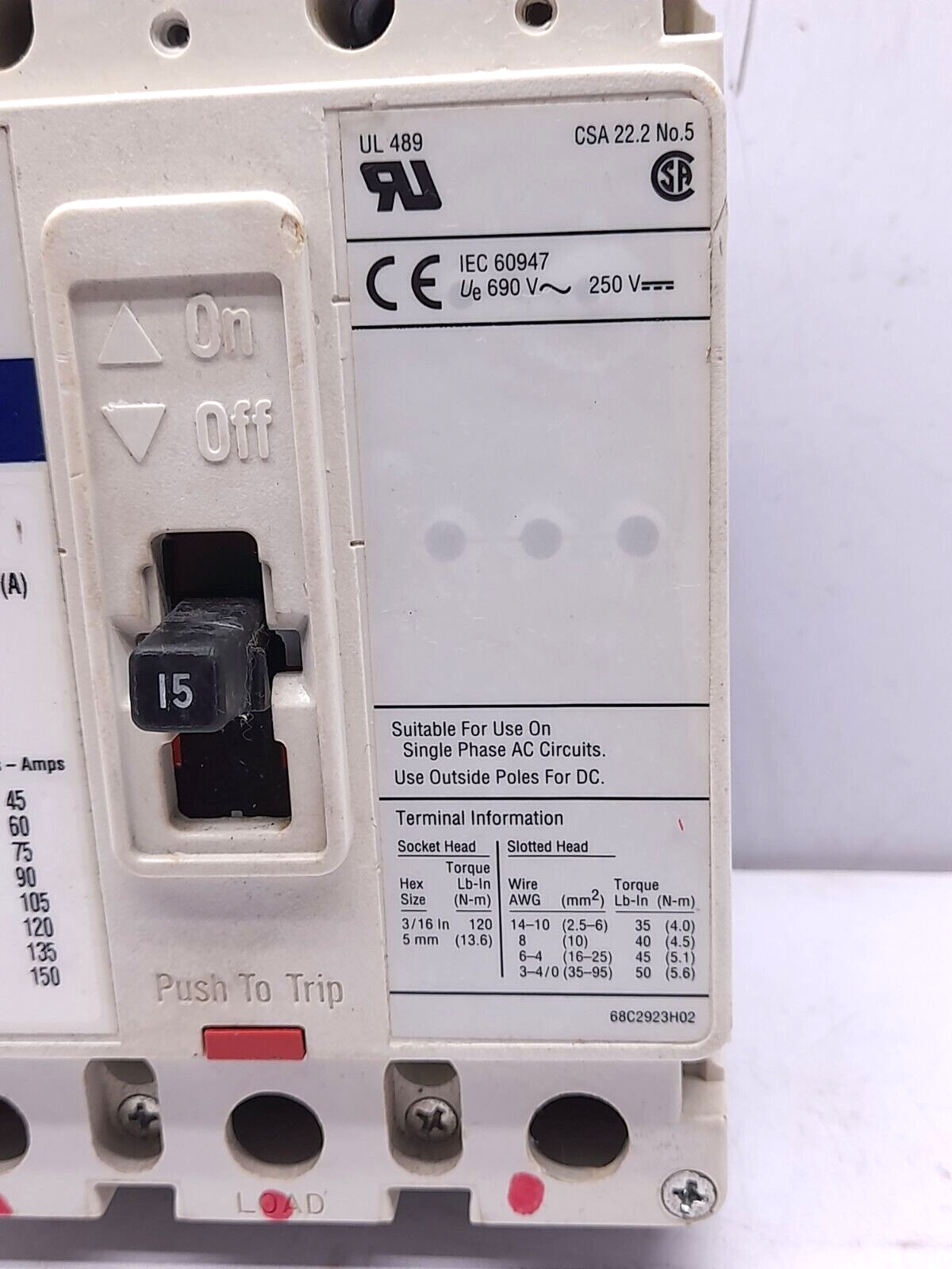 Allen Bradley 140M-I8P-C15S-M (A) Circuit Breaker 15A 3P 140M-I8