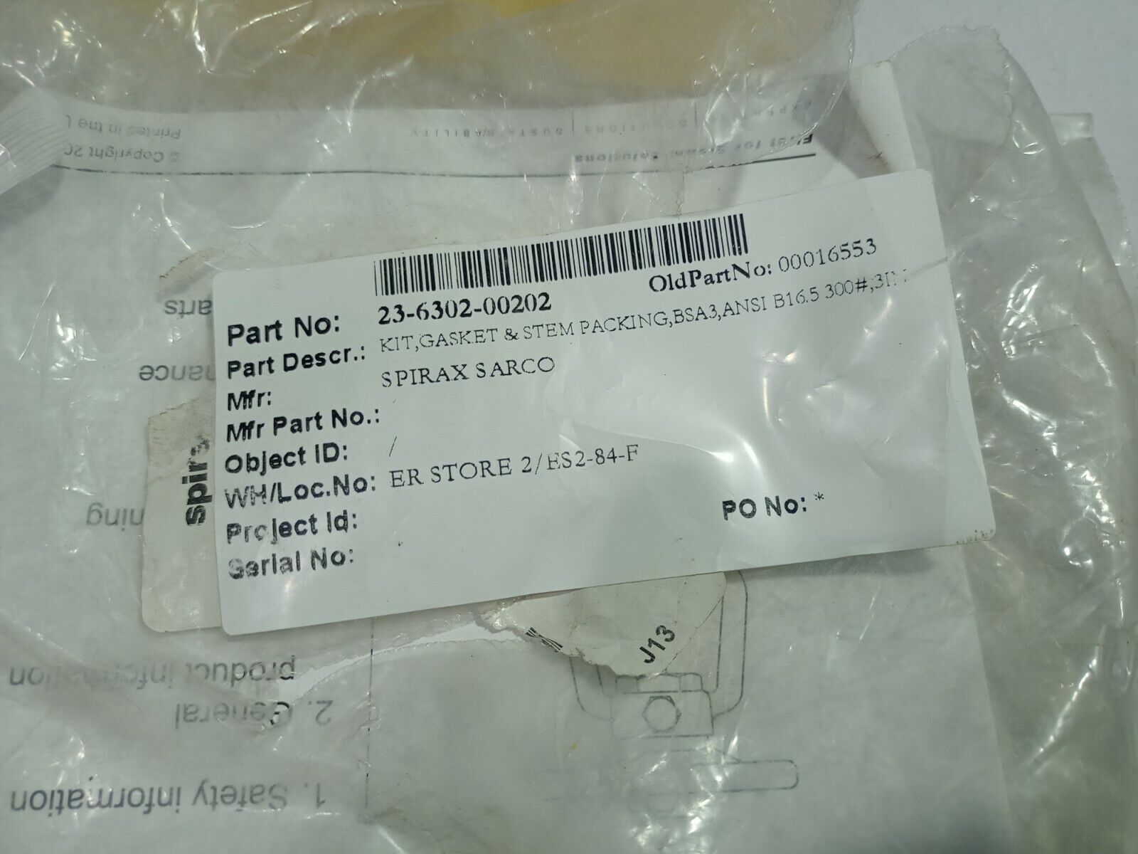 Spirax Sarco BSA3 DN80 Gasket & Stem Packing Kit 80MM