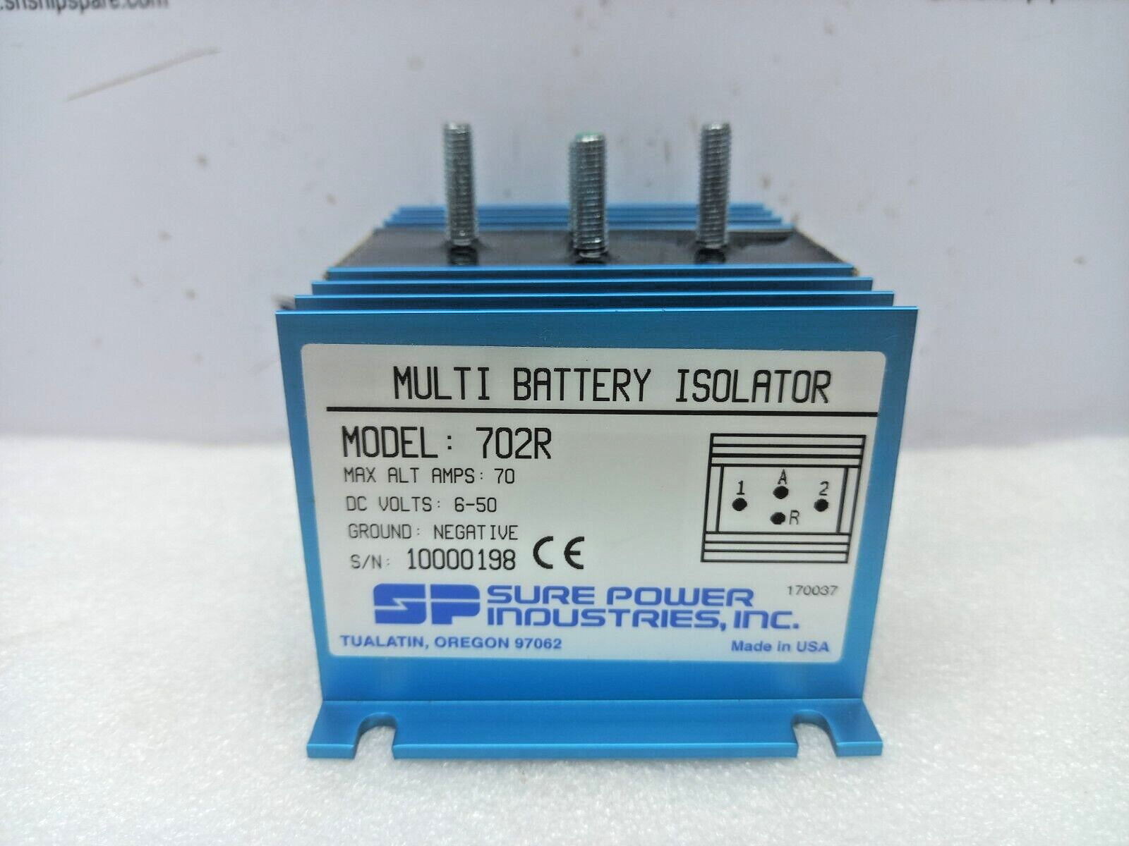 Super Power Model: 702R Multi Battery Isolator Max Alt Amps: 70 DC Volt: 6-50