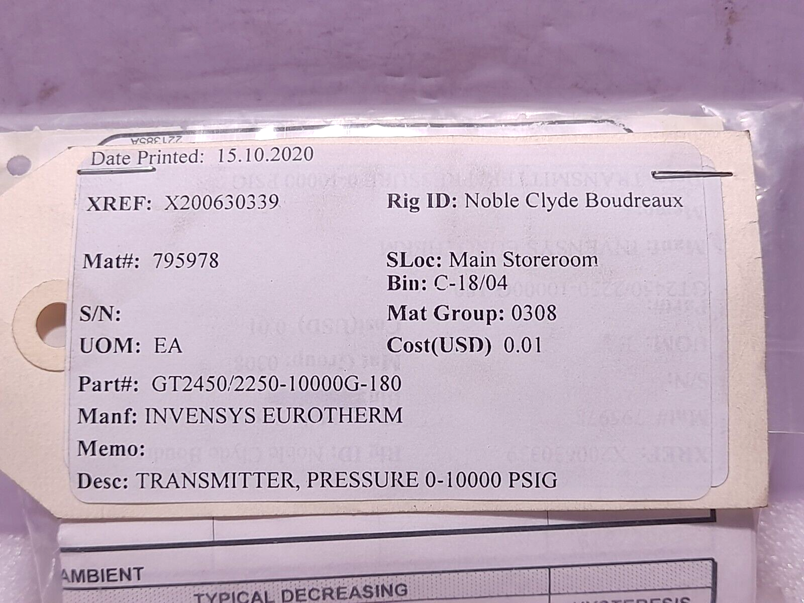 Stellar GT2450/2250-10000G-180 Pressure Transmitter 0-10000 PSIG