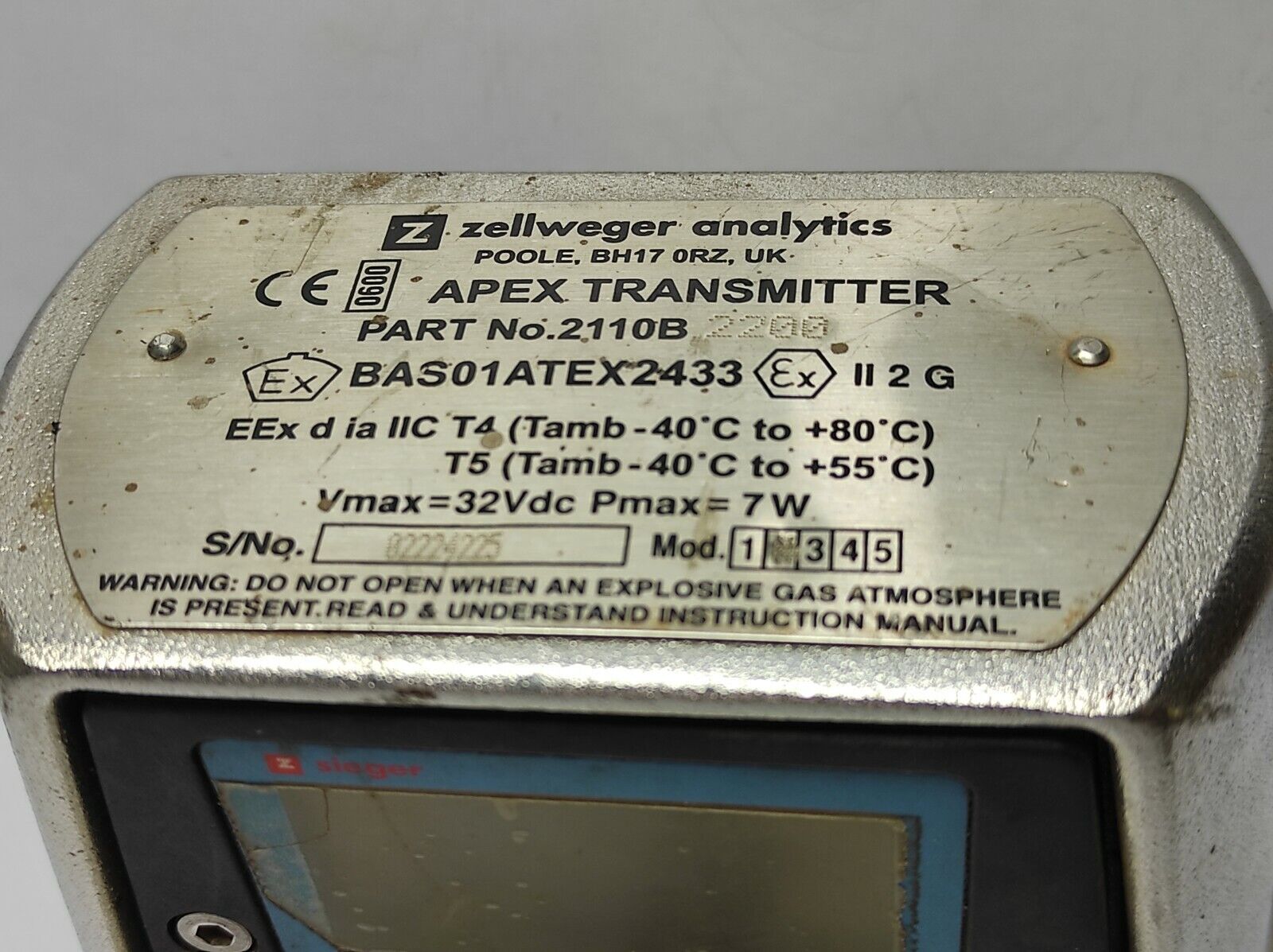 Zellweger 2110B Apex Transmitter 2110B 2200 BAS01ATEX2433 