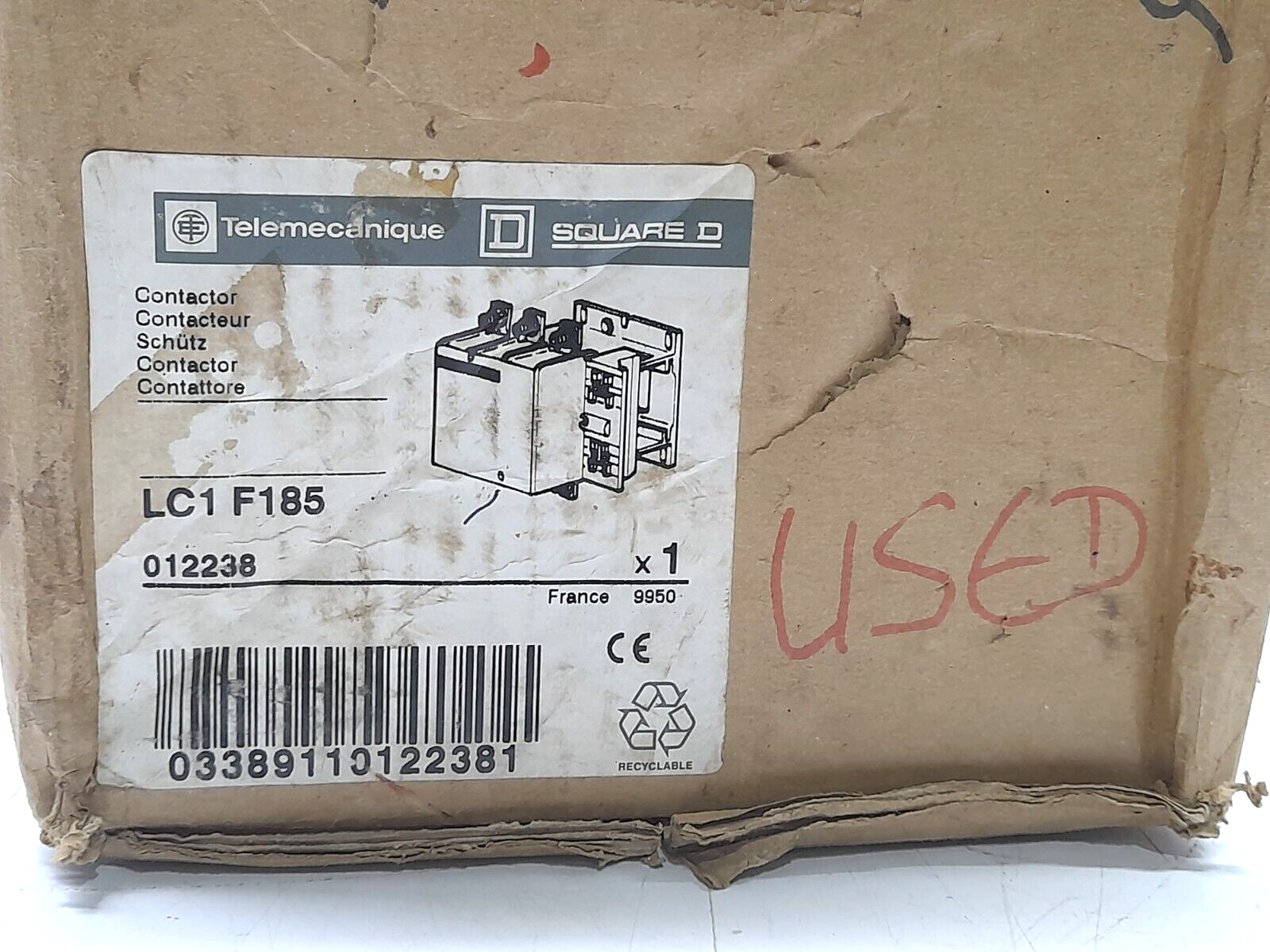 Telemecanique Square D LC1 F185 Contactor Without Coil LC1 F185