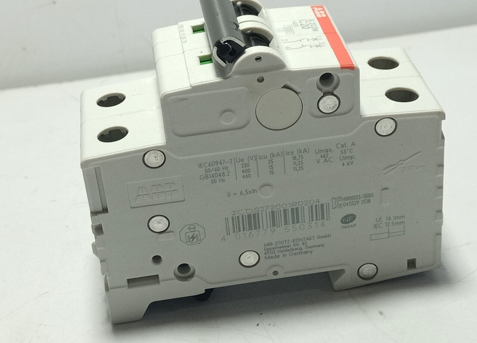 ABB S202M-C20 Circuit Breaker / 2CDS272001R0204 / S202MC20