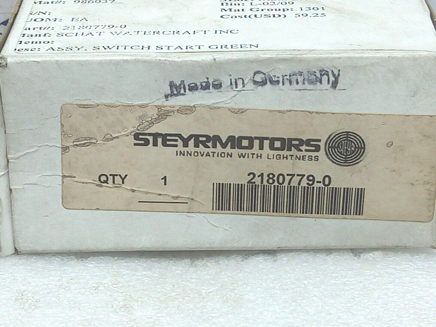 Steyrmotors 2180779-0 Assy. Switch Start Green 250V/6(4)A Schlegel BT