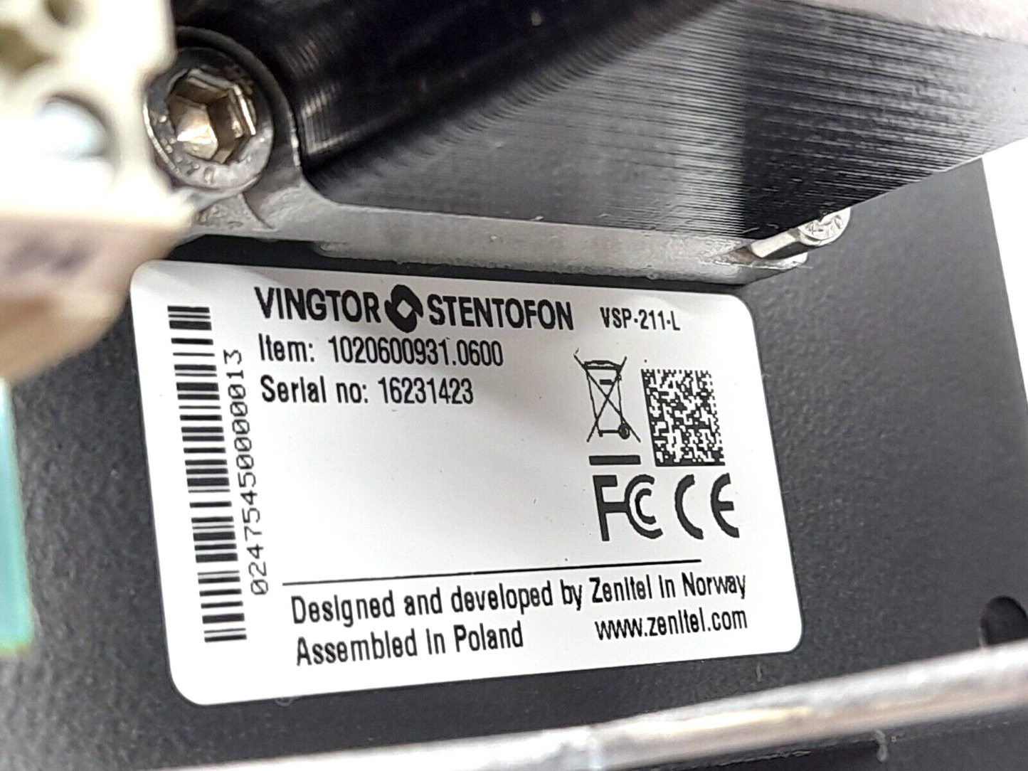 Zenitel Vingtor Stentofon VSP-211-L Soundpowered Telephone 1020600931.0600 Main