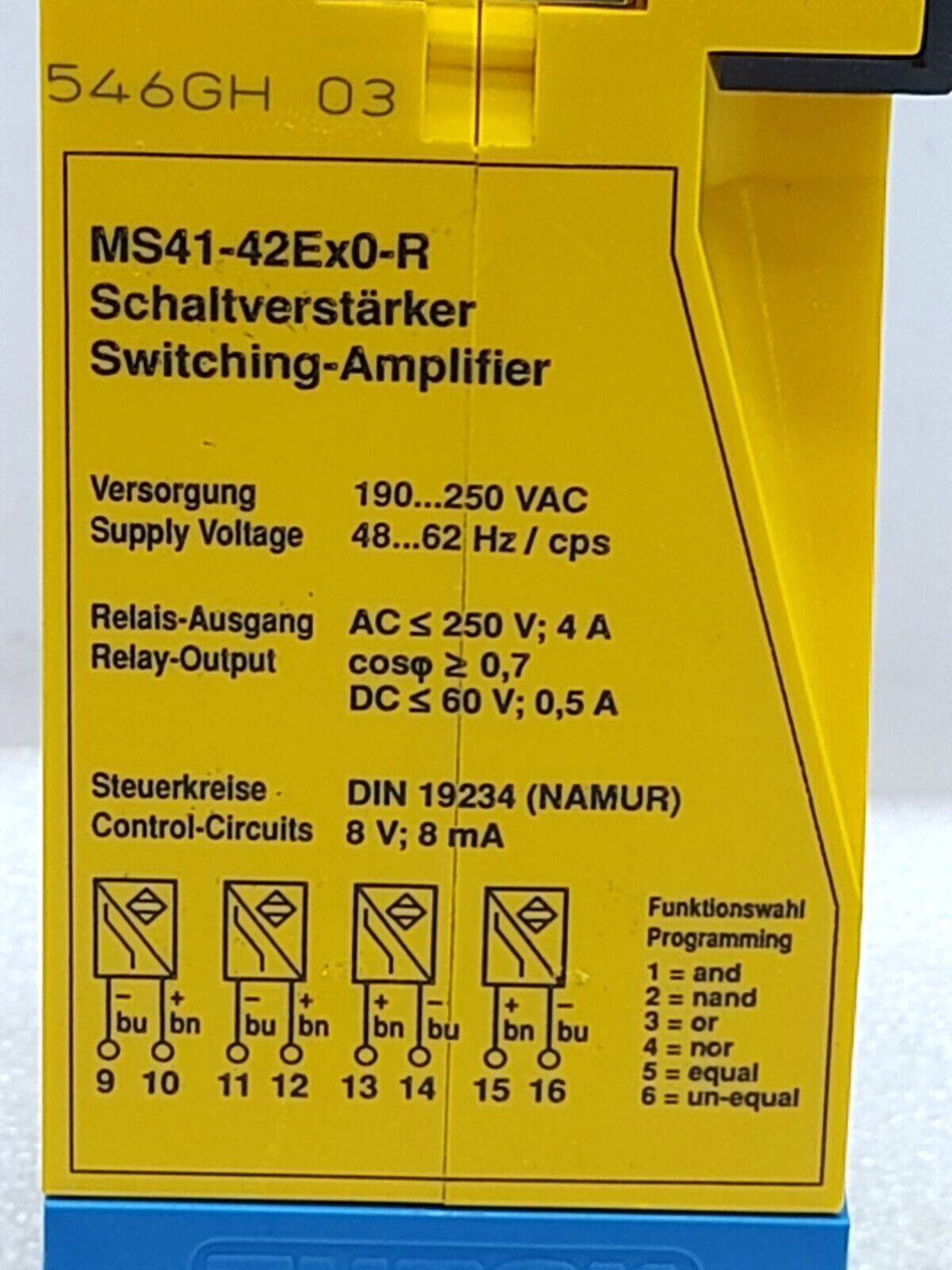 Turck Multi Safe MS41-42Ex0-R Logic Amplifier Relay MS41-42EX0-R/230VAC Switchin