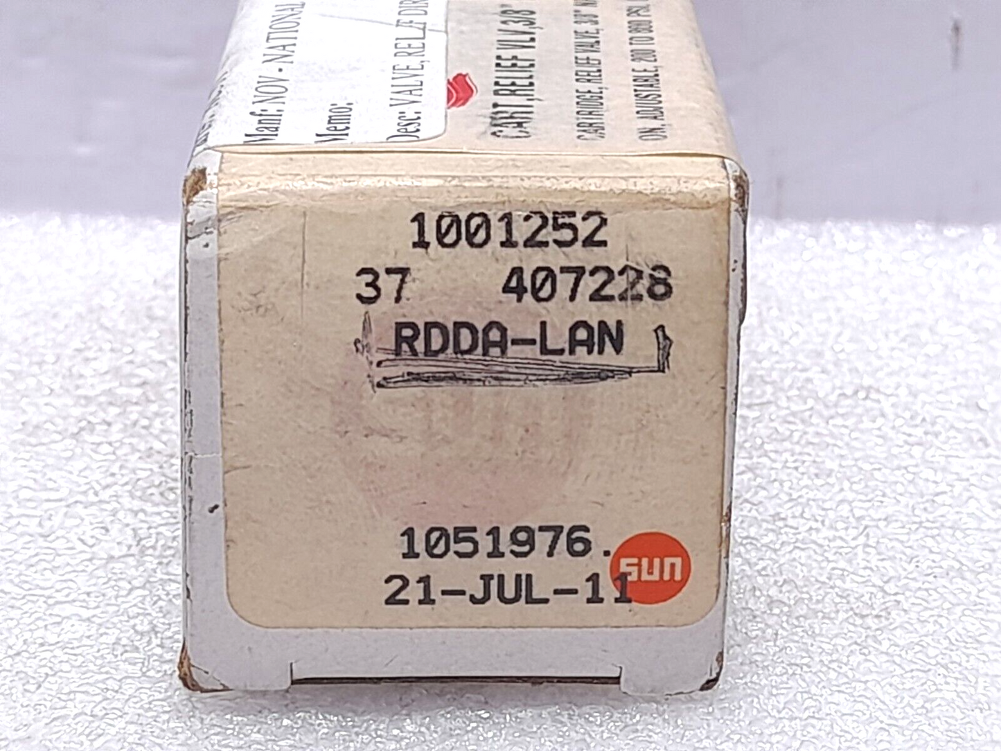 Sun Hydraulics RDDA-LAN Relief Valve Direct Acting 5000 PSI 25