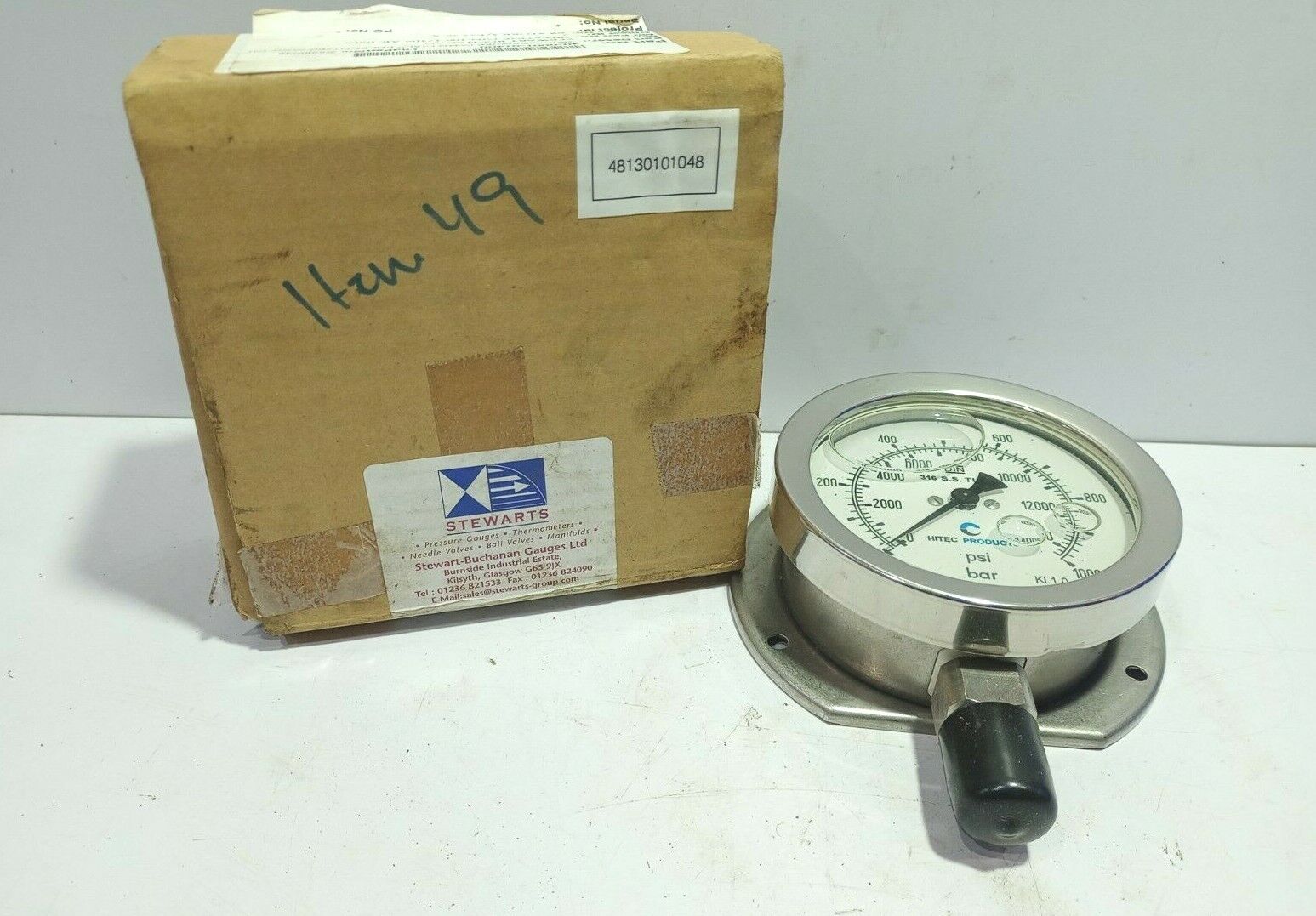 Stewarts SBG-634GF-DIN-100-¼IN AE-100.0 Pressure Gauge 100MM Dial 0-100KPA