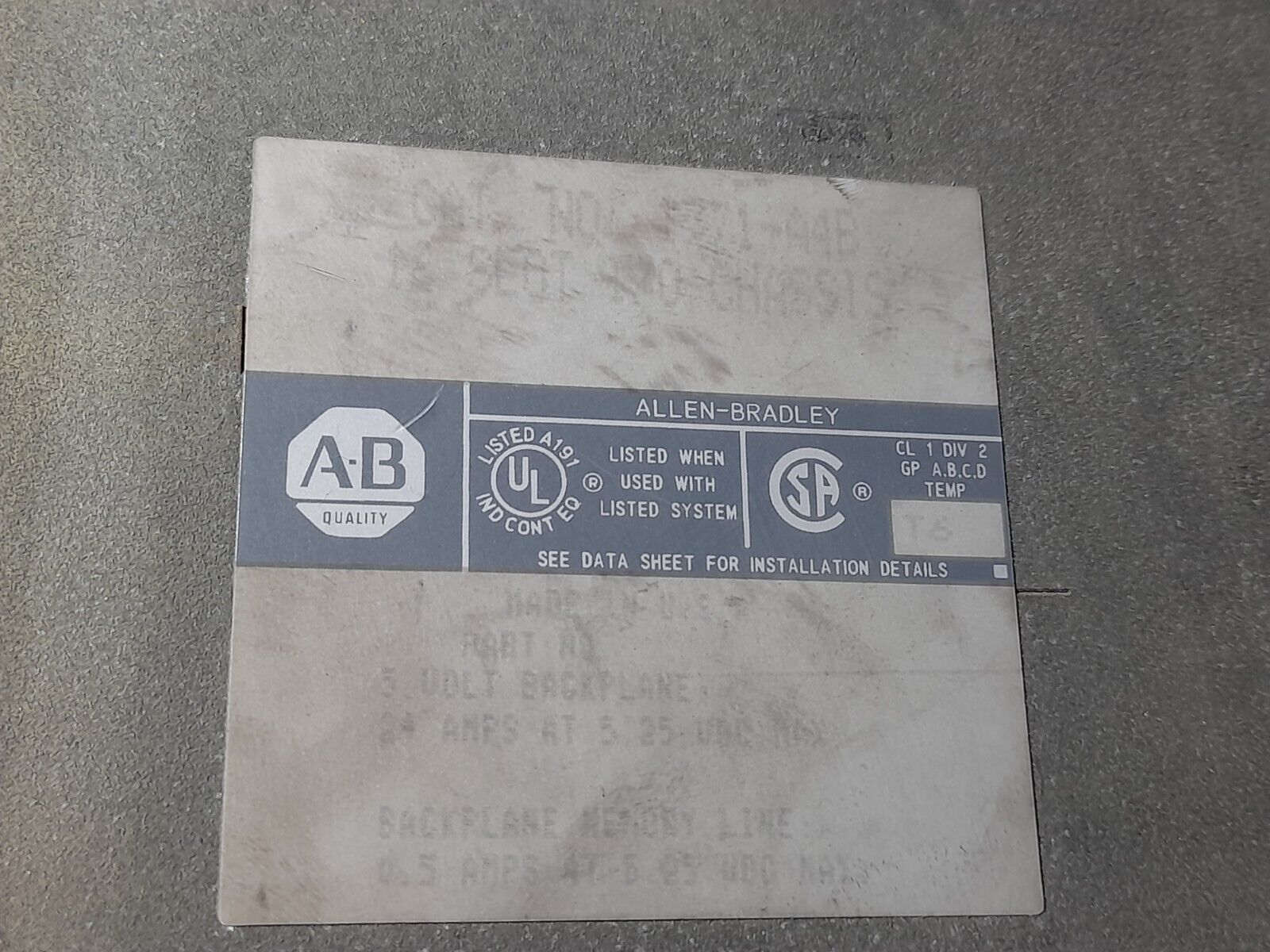 Allen Bradley 1771-A4B 16 Slot I/O Chassis With 1771-ASB E Remote I/O Adapter Mo