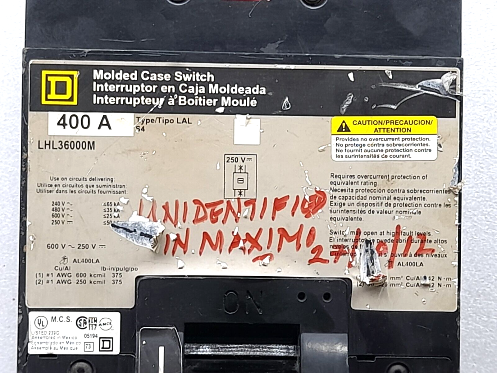 Square D LHL36000M Molded Case Switch 400A