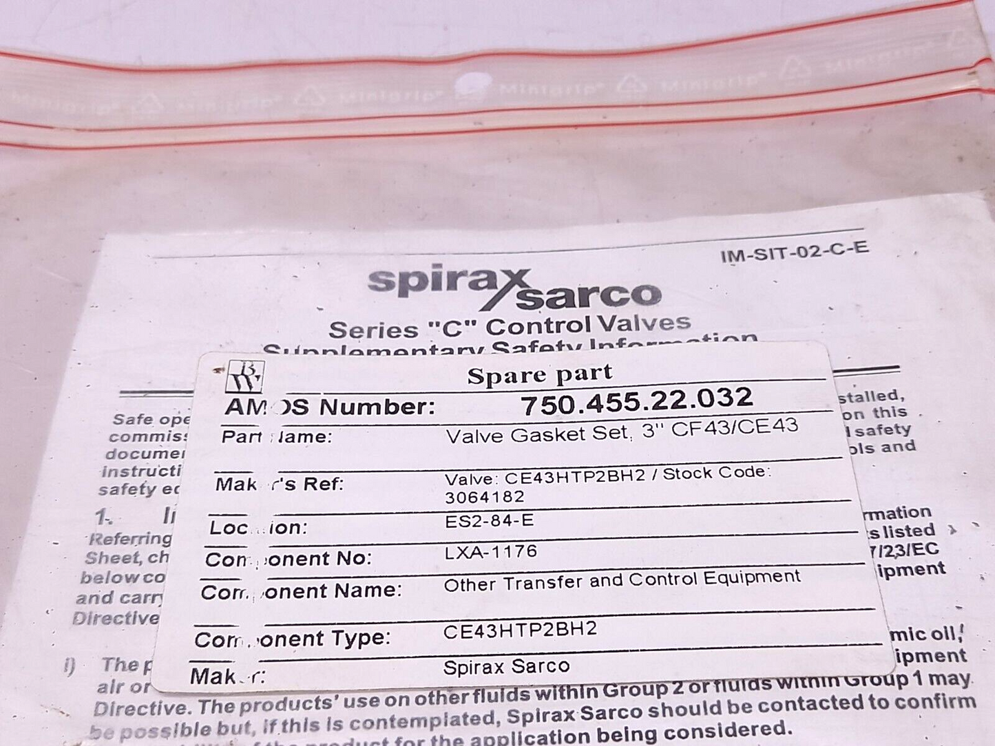Spirax Sarco 3” C Serie Red N◦2 Gasket Set
