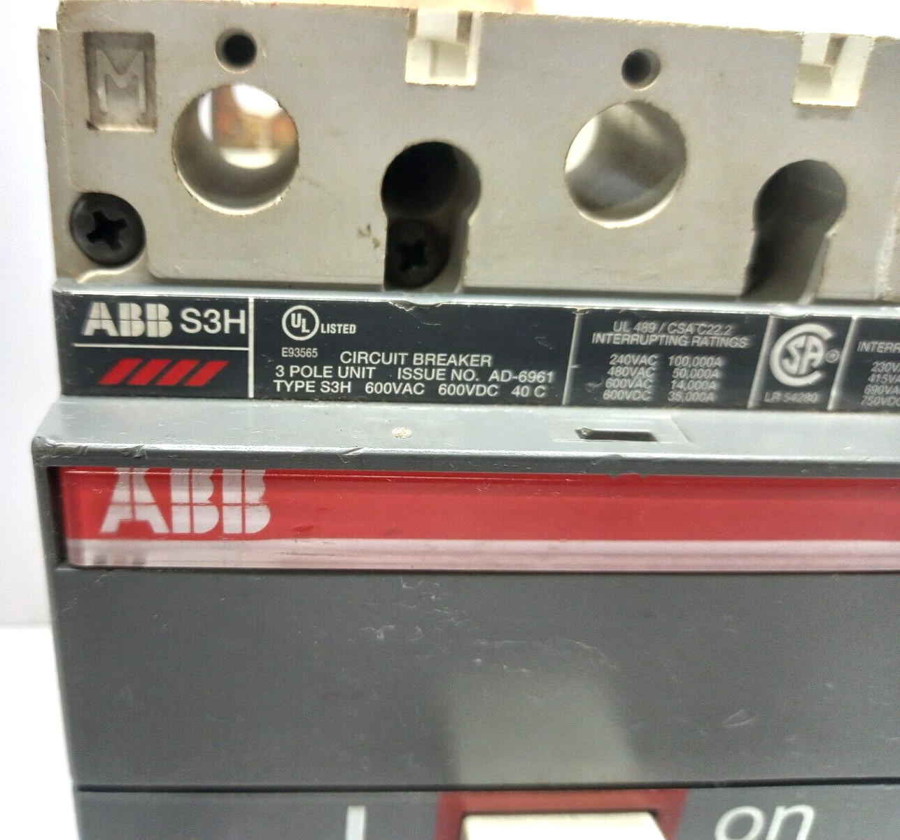 ABB SACE S3 S3H Circuit Breaker 50A 600VAC 600VDC 3 Pole