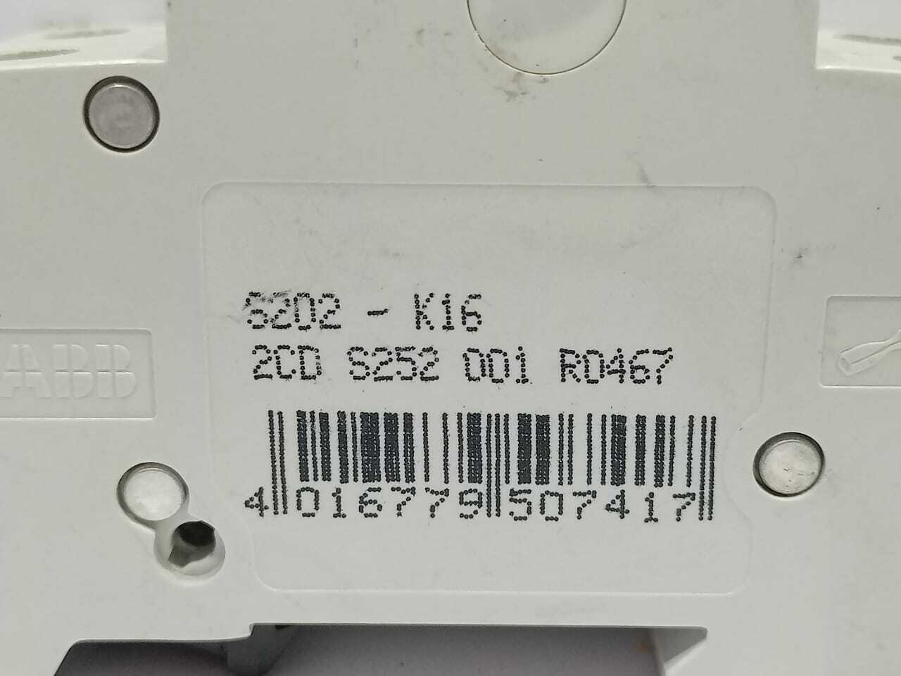 ABB S02 K16A Circuit Breaker S202-K16 ~400  Umax 253/400 VAC