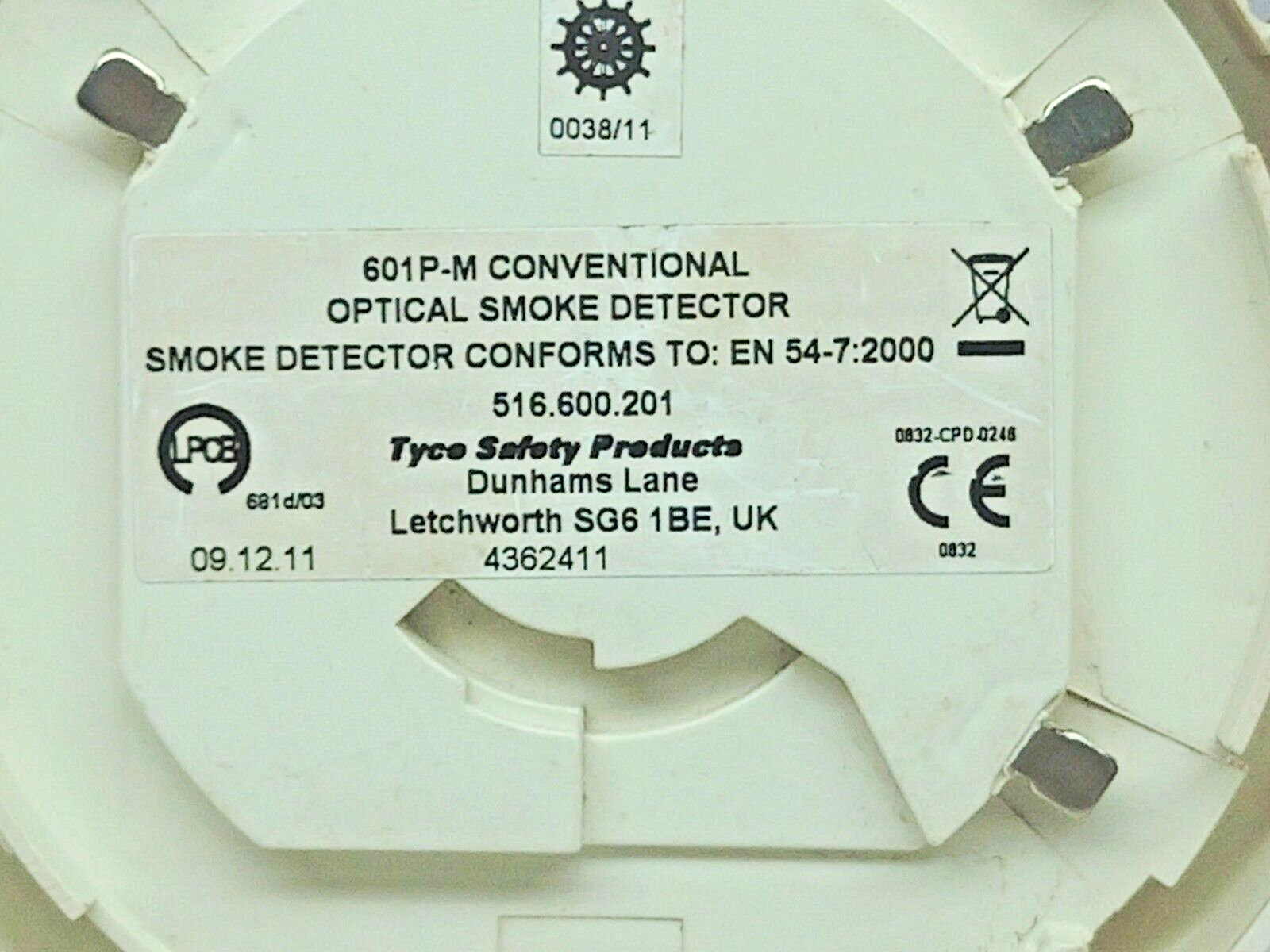 Tyco Safety 601P-M Conventional Optical Smoke Detector 516.600.201 0832-CPD-0245