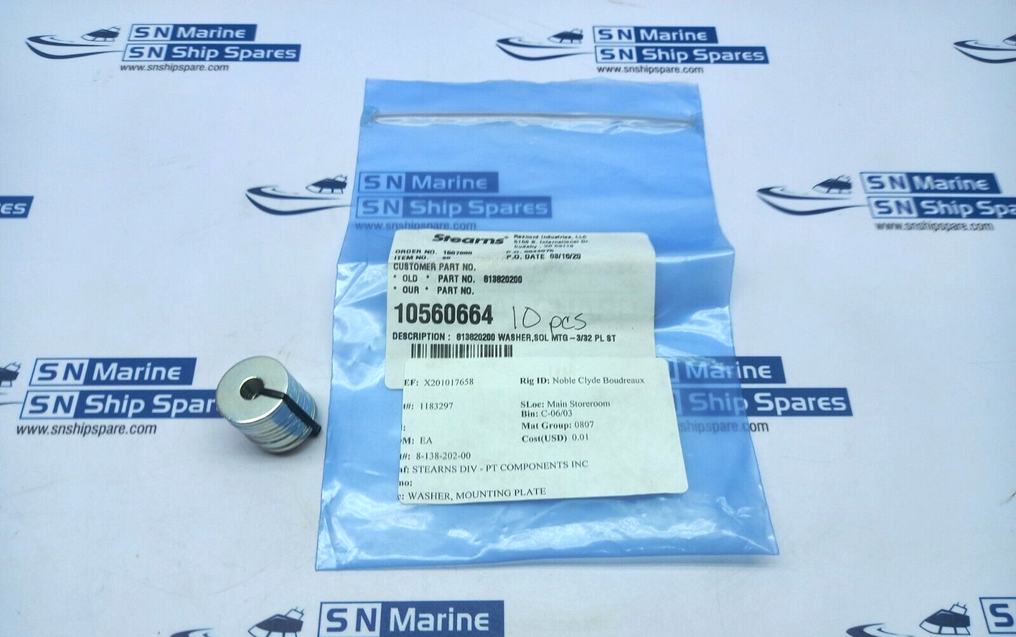 Stearns 8-138-202-00 Mounting Washer Plate MTG-3/32 PL ST 10560664 10PCs In Lot