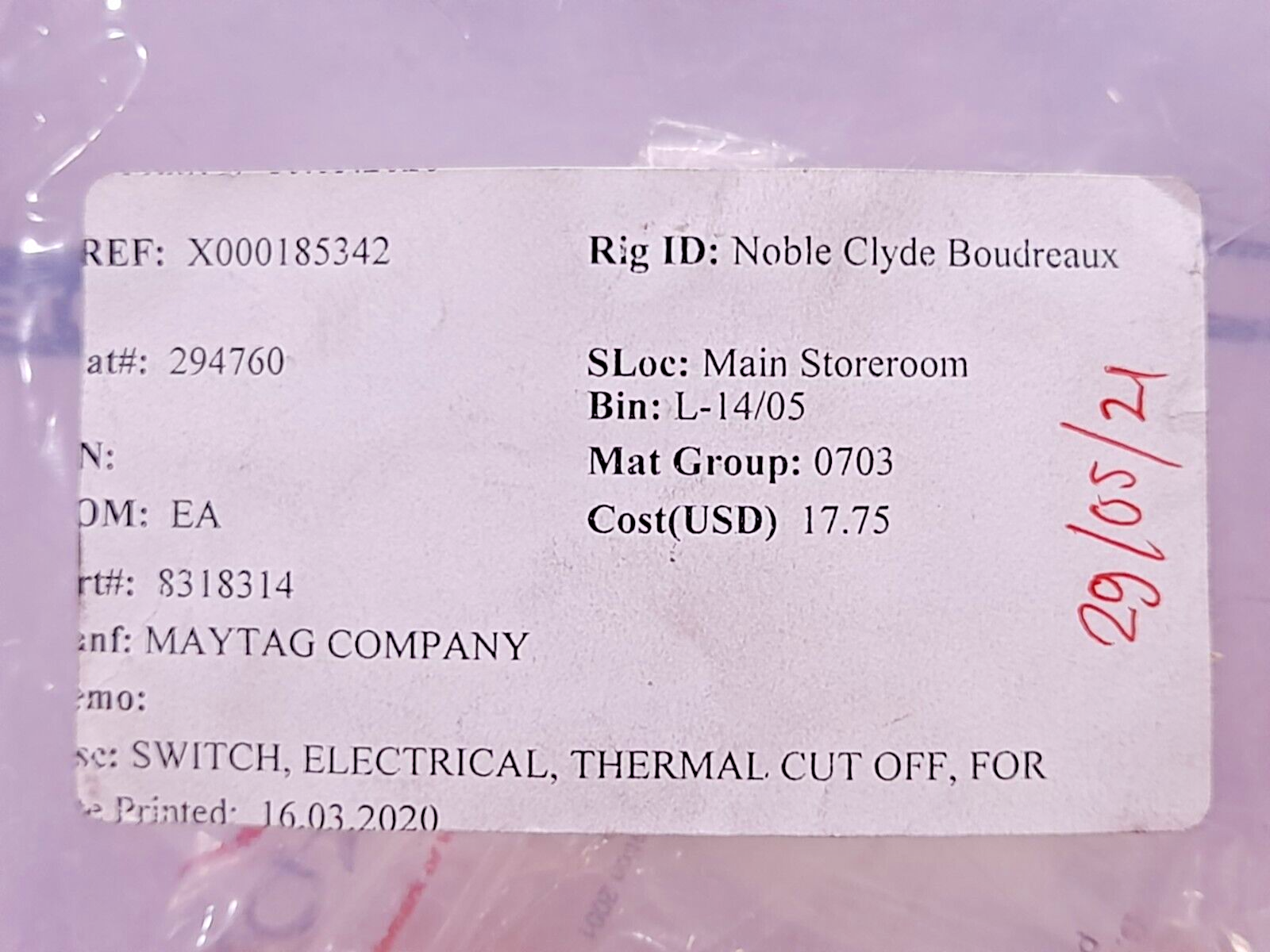 Whirlpool 3391914 Cut Off Thermal Electrical Switch Maytag 8318314 4PCs In Lot