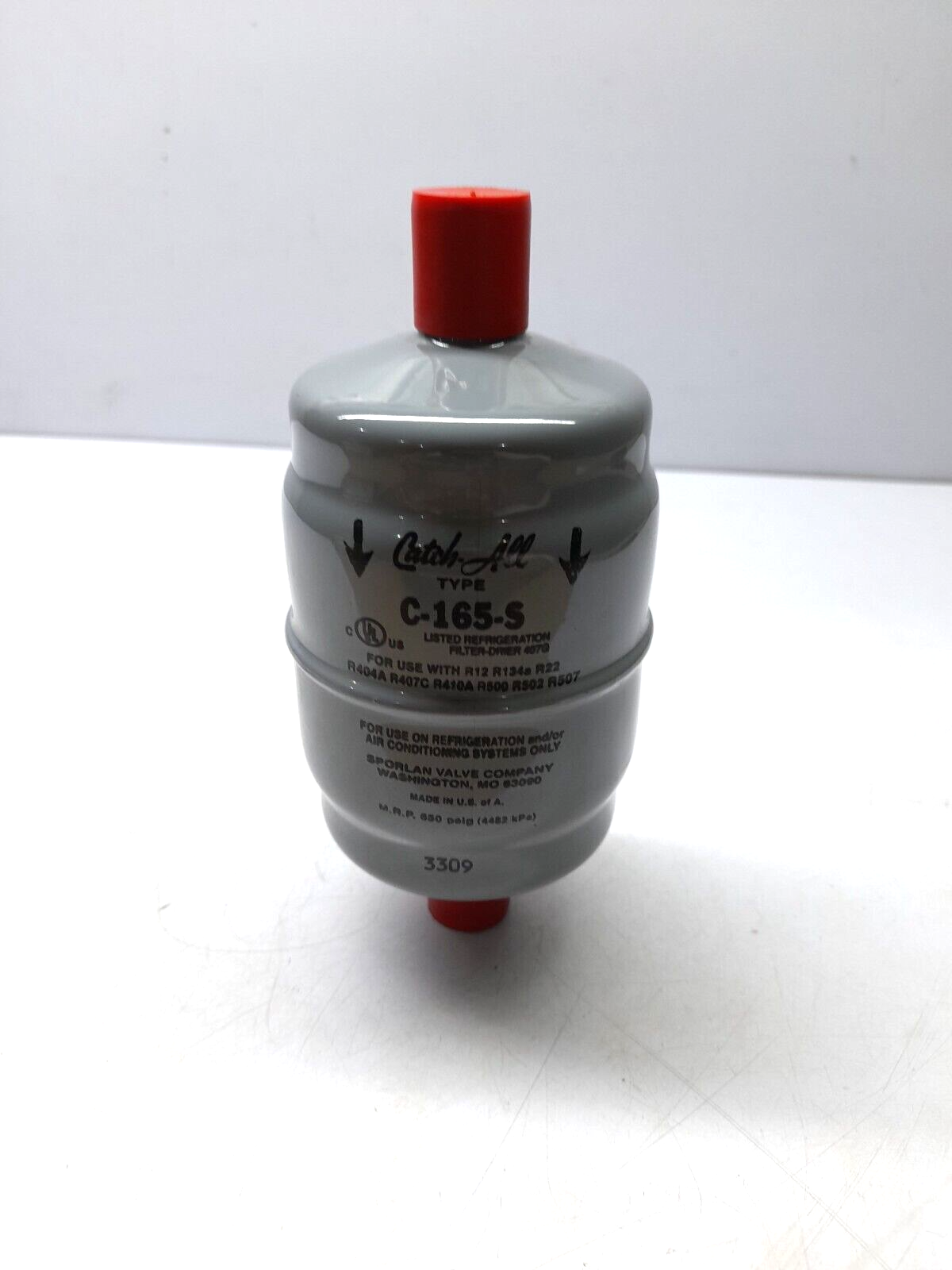 Sporlan Catch All C-165-S Filter Drier 5_8 ODF Solder M.R.P. 650 psig 4482 kPa