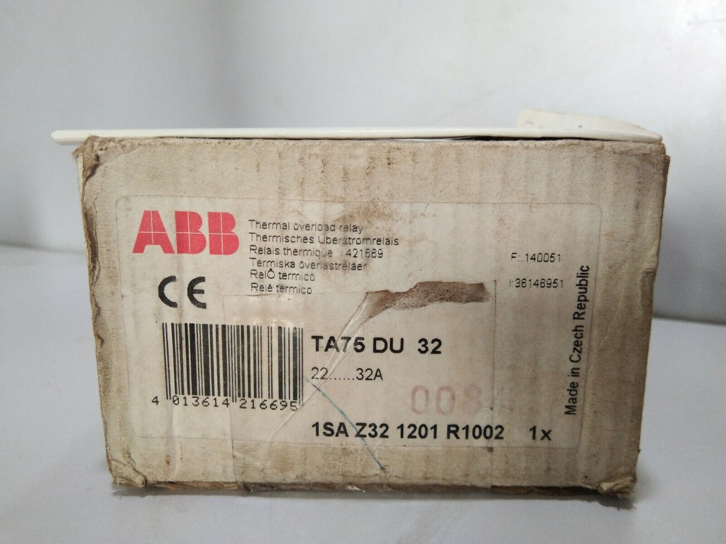 ABB TA75 DU 32 THERMAL OVERLOAD RELAY TA75DU